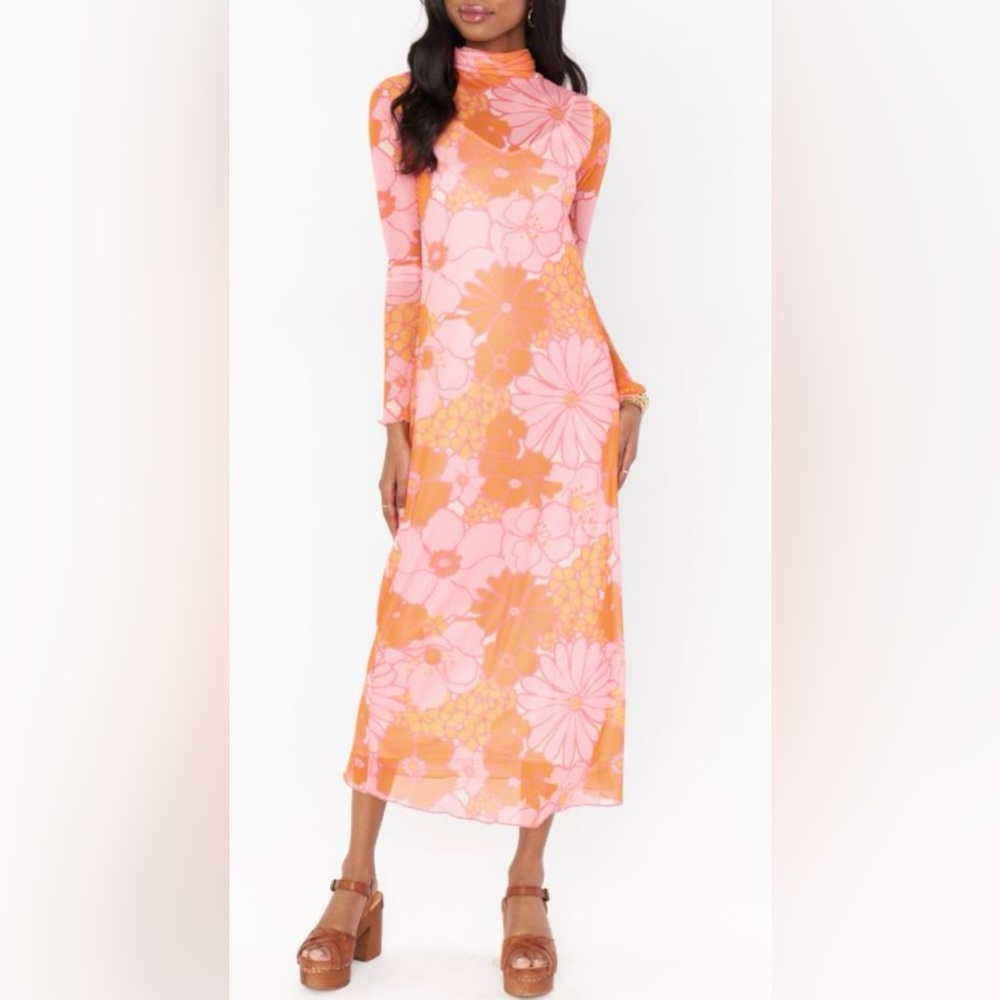 Show Me Your MuMu Pink and Orange Floral Midi Dress